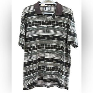 Hogan Black and Gray Patterned Polo Shirt